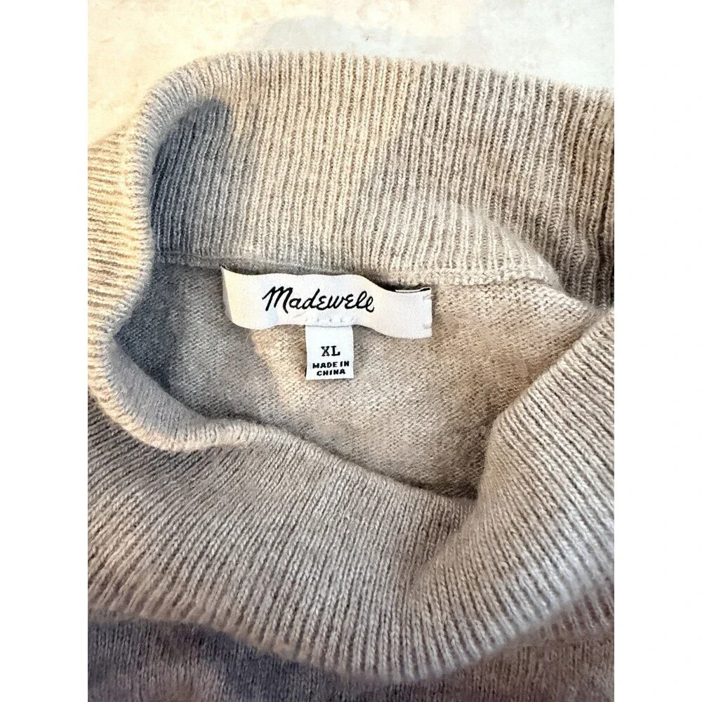 Madewell Ashbury Mockneck Sweater XL Tan Heather Hazelwood Minimalist Capsule